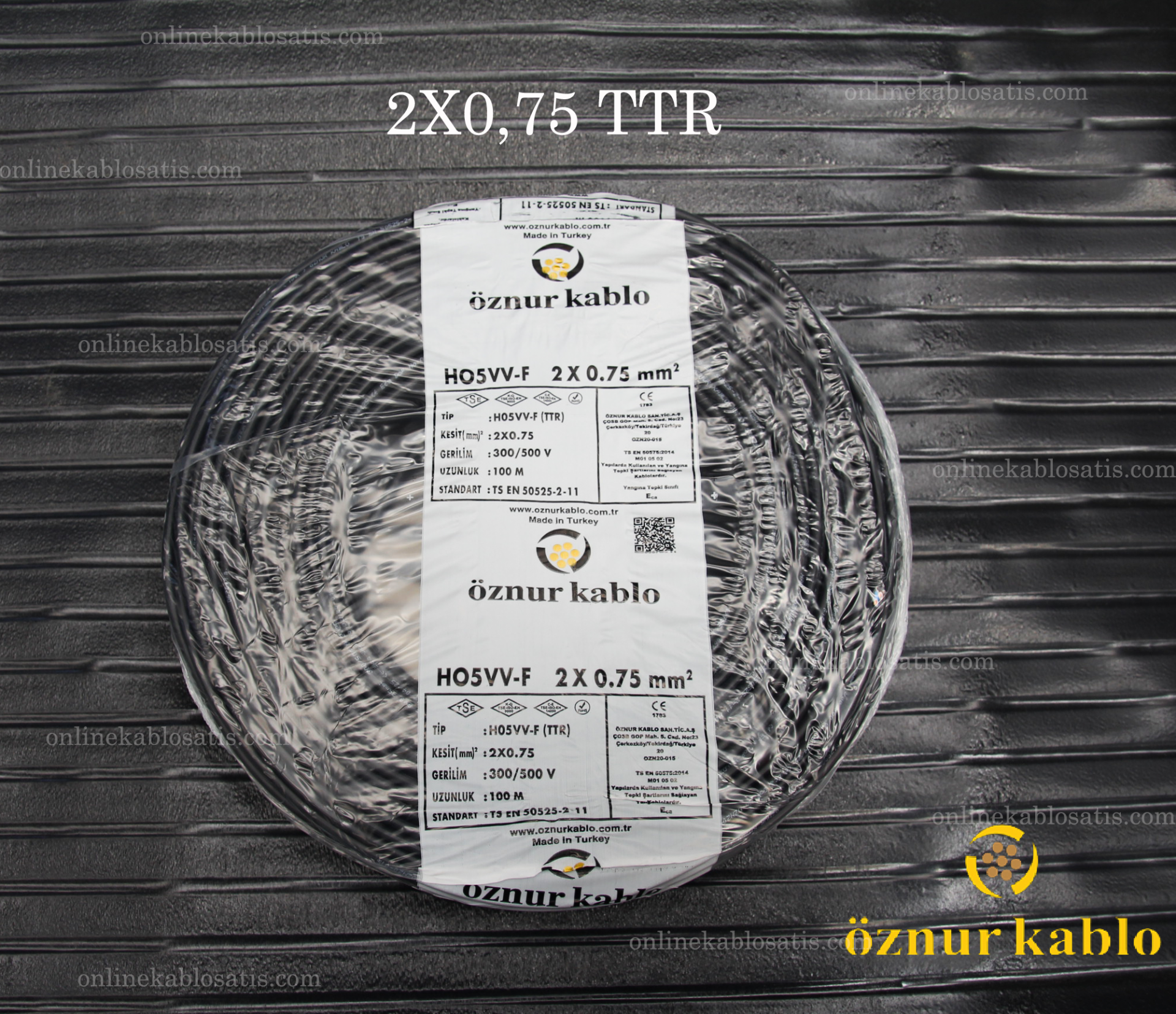 ÖZNUR KABLO 2X0,75 TTR SİYAH (H05VV-F)