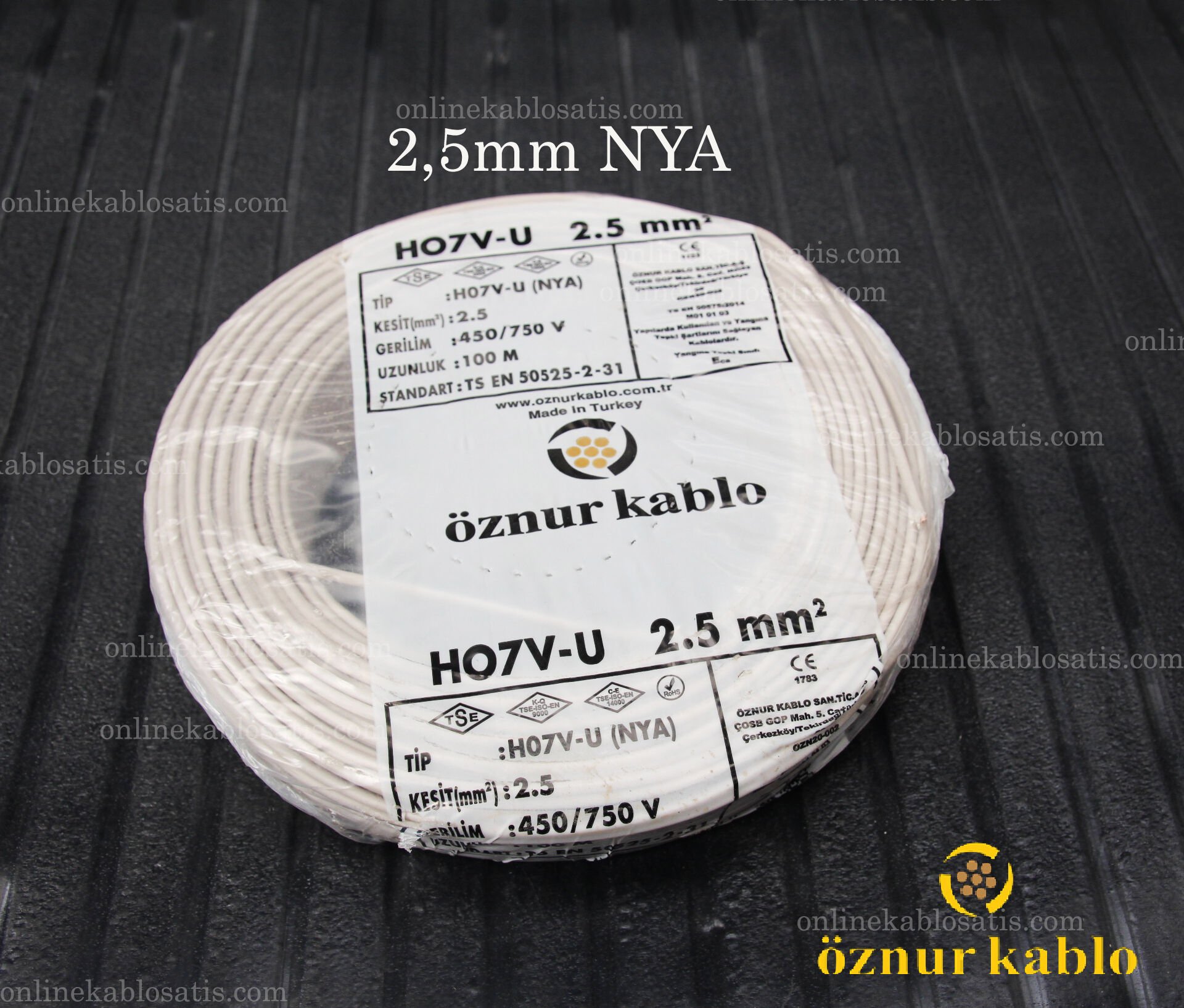 ÖZNUR KABLO 2,5mm NYA GRİ H07V-U