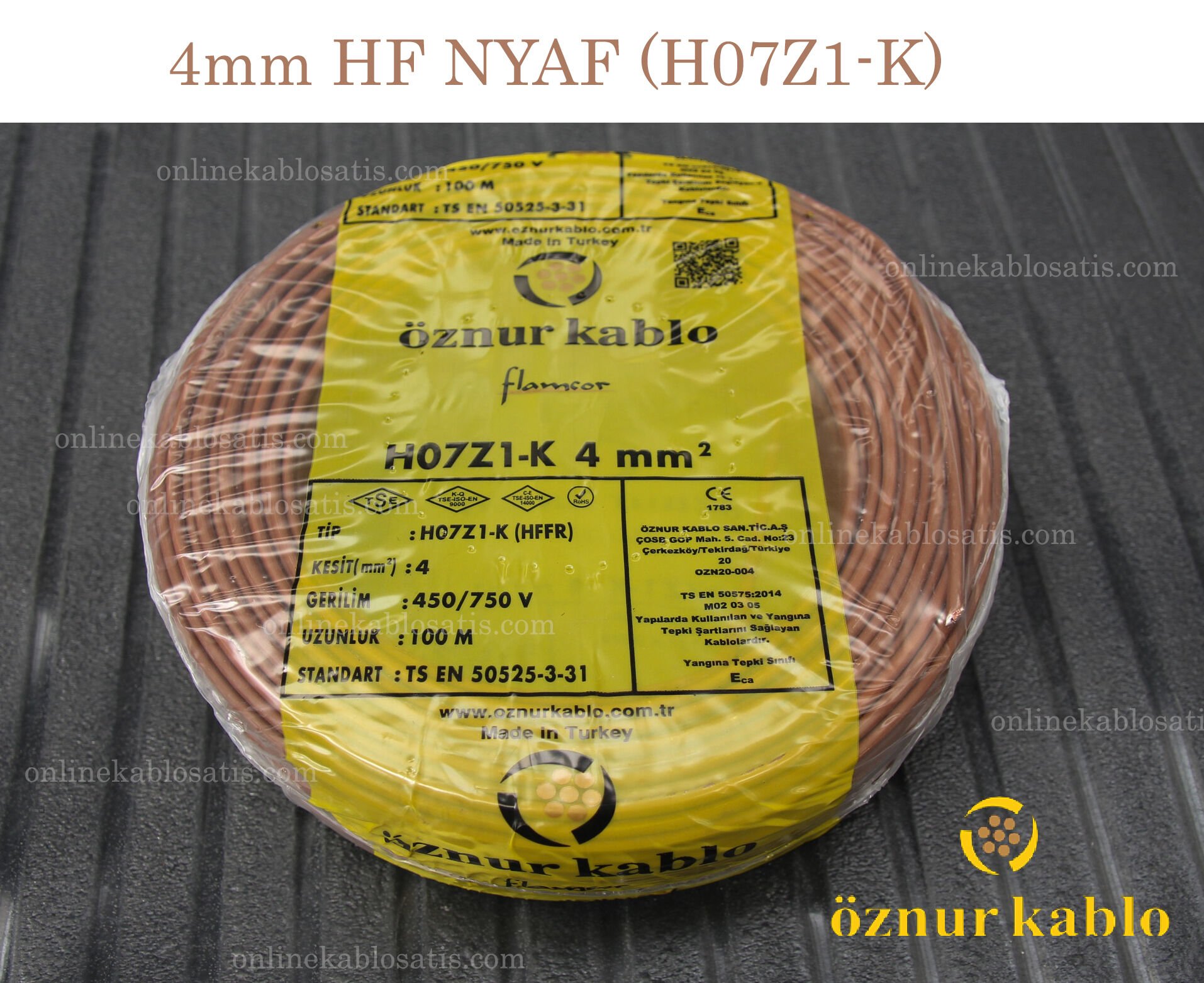 ÖZNUR KABLO 4mm HF NYAF KAHVE H07Z1-K