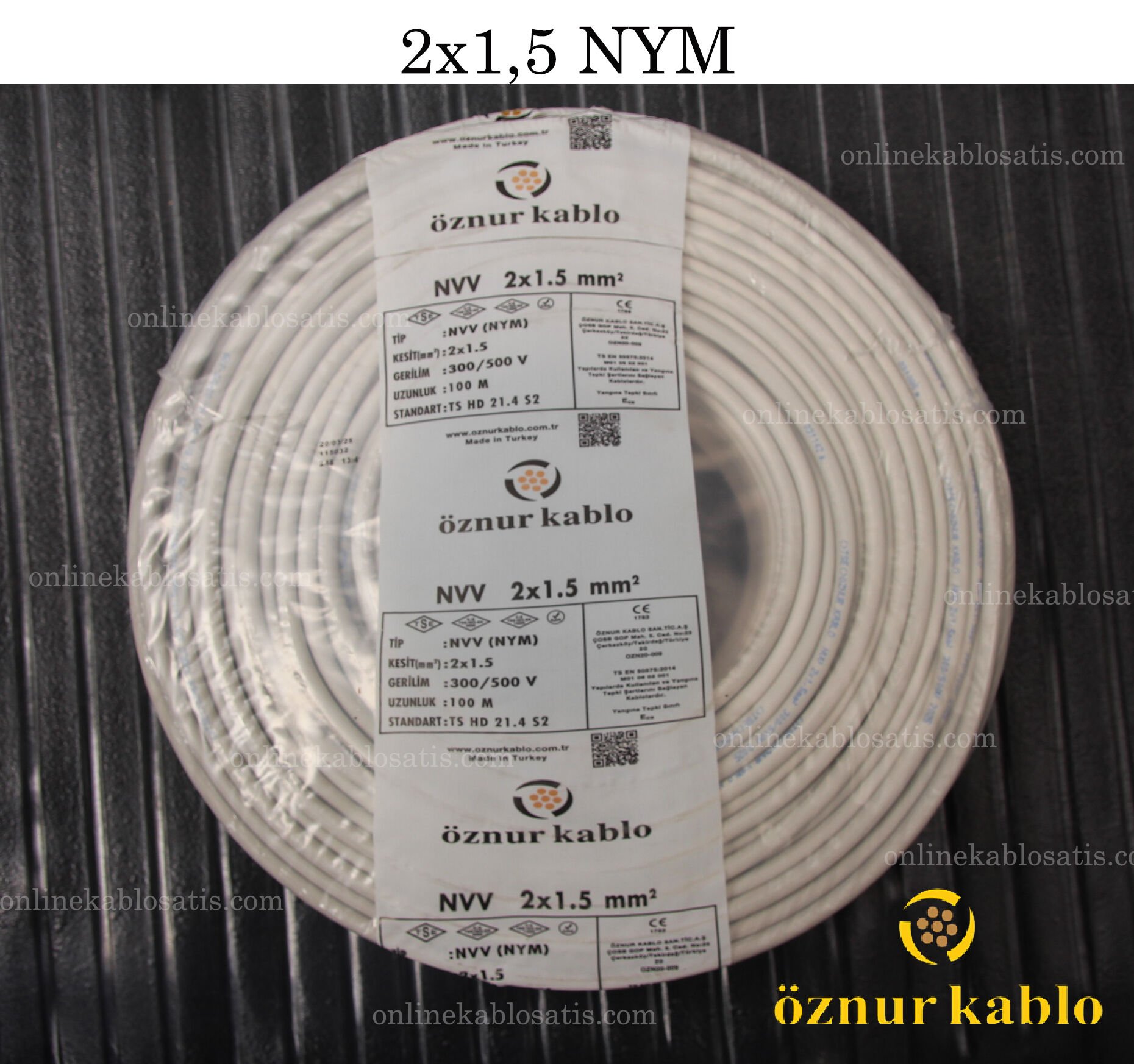 2X1,5 NYM ÖZNUR KABLO 100mt PAKET