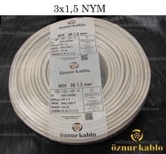 3X1,5 NYM ÖZNUR KABLO 100mt PAKET