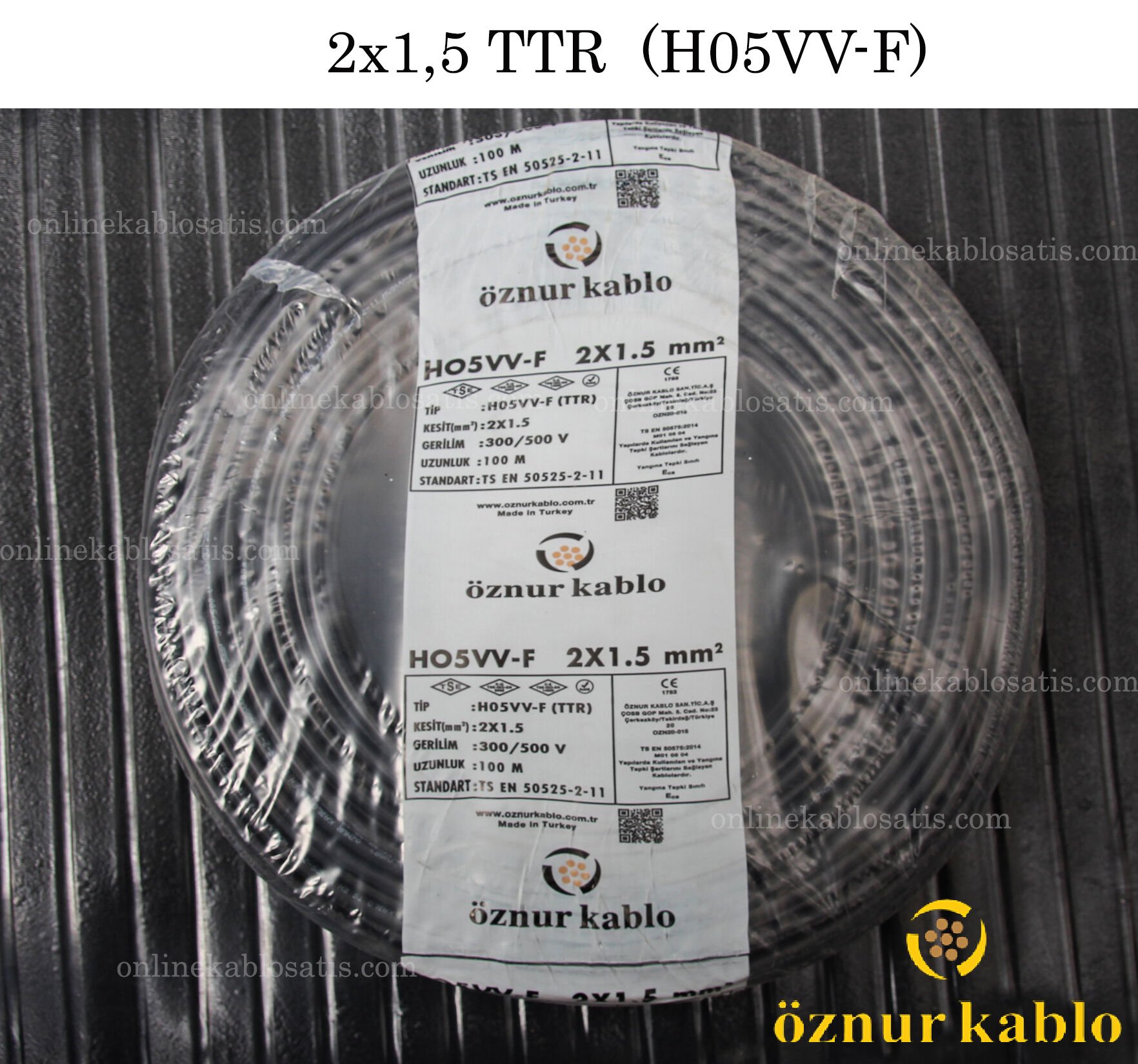 2X1,5 TTR SİYAH ÖZNUR KABLO H05VV-F