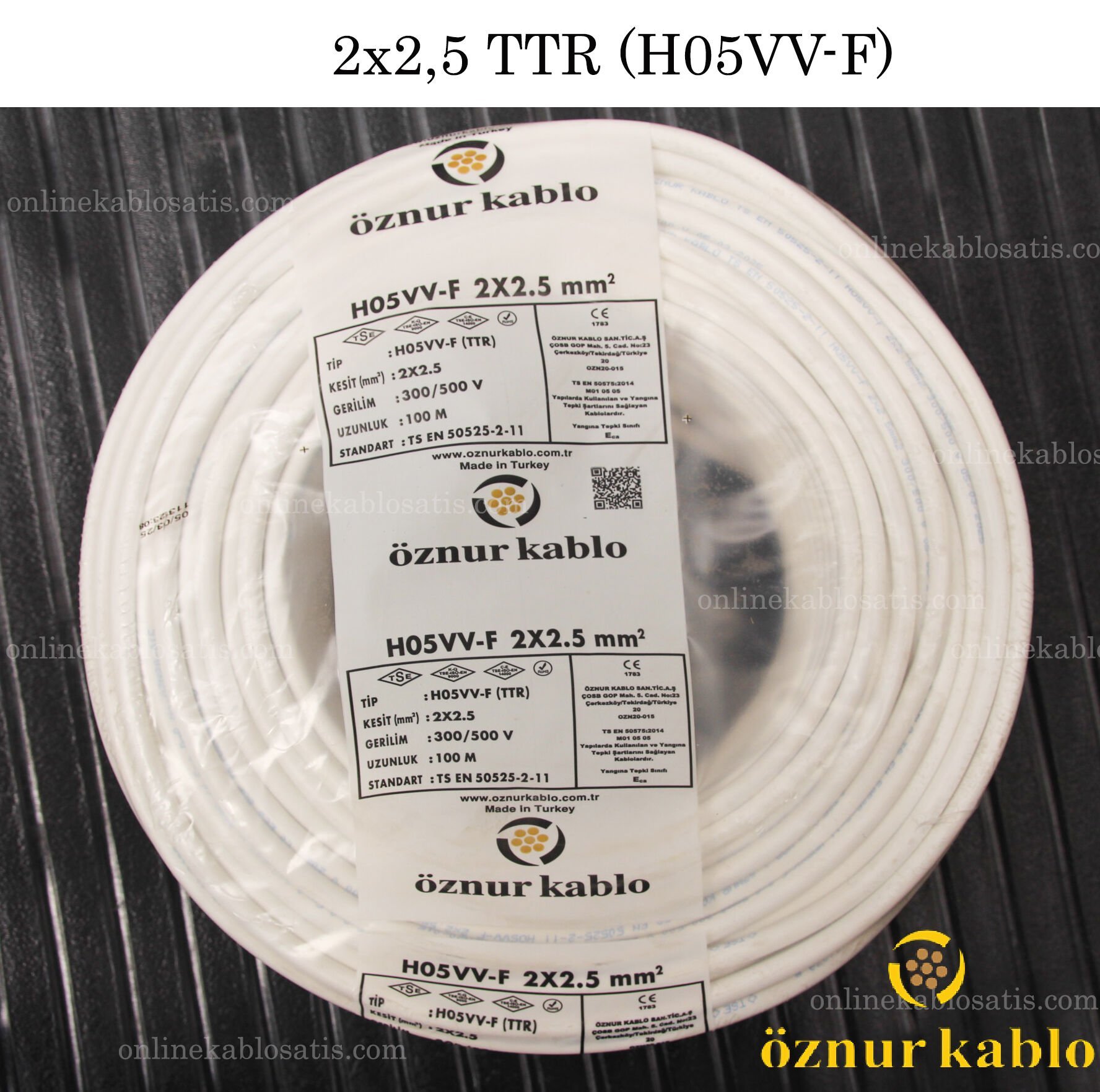 2X2,5 TTR BEYAZ ÖZNUR KABLO H05VV-F 100 MT PAKET