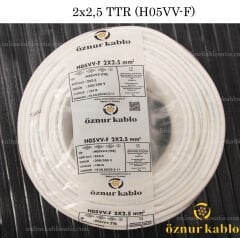 2X2,5 TTR BEYAZ ÖZNUR KABLO H05VV-F 100 MT PAKET