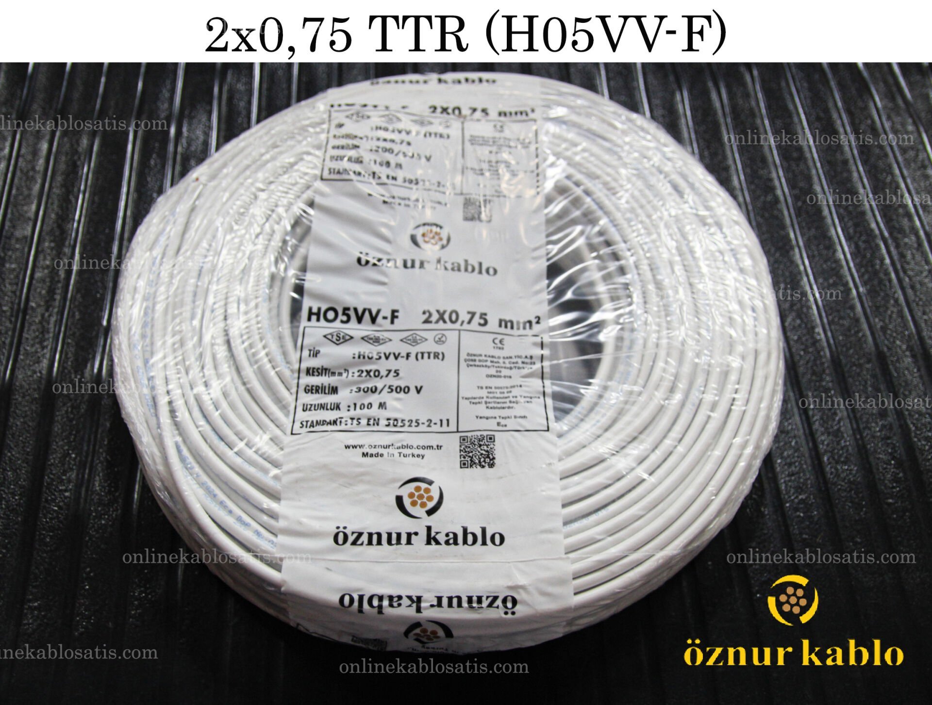 2X0,75 TTR BEYAZ ÖZNUR KABLO H05VV-F 100 MT PAKET