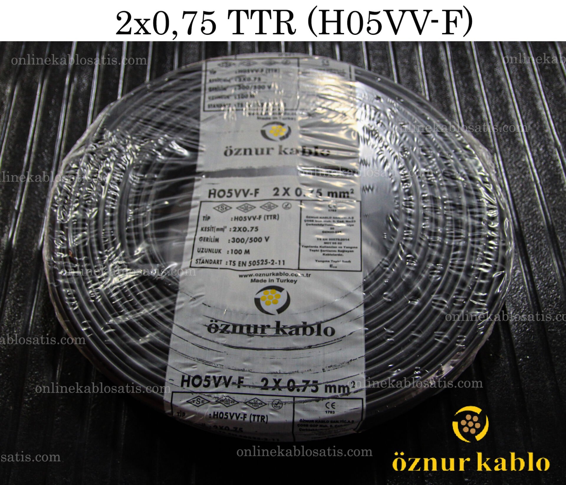 2X0,75 TTR SİYAH ÖZNUR KABLO H05VV-F