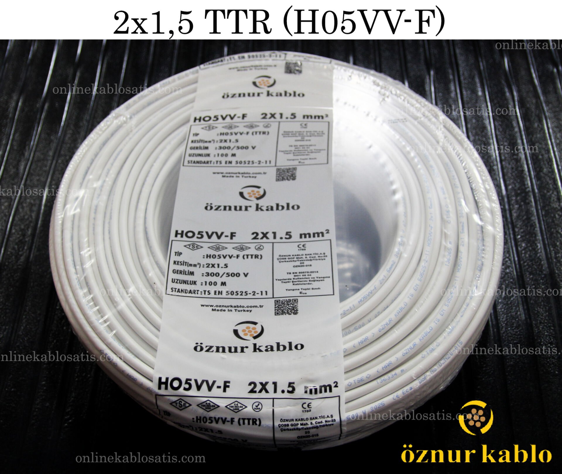 2X1,5 TTR BEYAZ ÖZNUR KABLO H05VV-F 100 MT PAKET