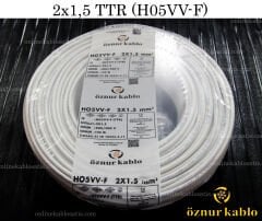 2X1,5 TTR BEYAZ ÖZNUR KABLO H05VV-F 100 MT PAKET