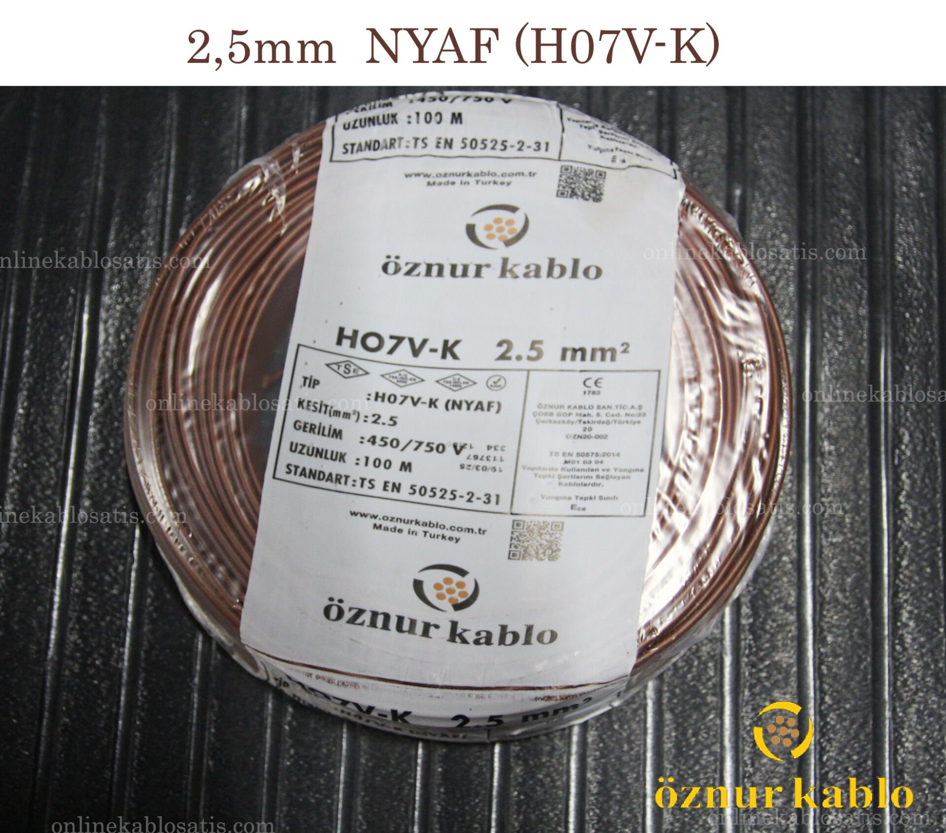 2,5mm NYAF KAHVE ÖZNUR KABLO H07V-K