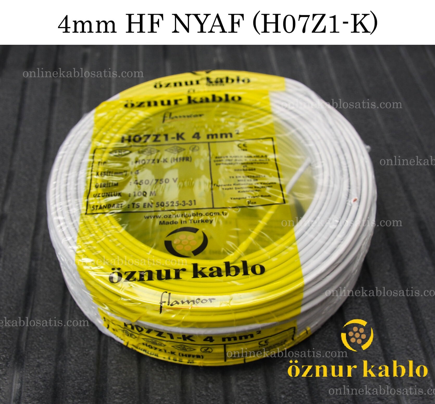 4mm HF NYAF GRİ ÖZNUR KABLO H07Z1-K 100 mt KANGAL