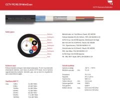 Reçber Kablo  CCTV 1+4 PE RG59 Mini 2x0,50+2x0,22 Kablo Yeraltı-Harici 306072