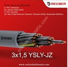 3x1,5mm YSLY-JZ Reçber Kablo