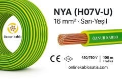 16 mm NYAÇ H07V-R SARI YEŞİL ÖZNUR 100MT KANGAL