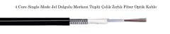 4 Core Single Mode Jel Dolgulu Fiber Optik Kablo PE Dış Kılıflı  1mt