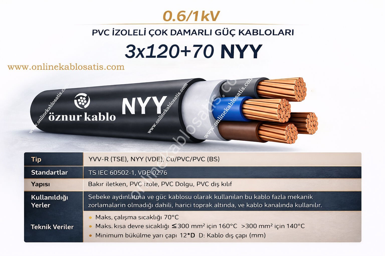 3x120+70 nyy  öznur kablo