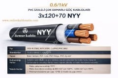 3x120+70 nyy  öznur kablo